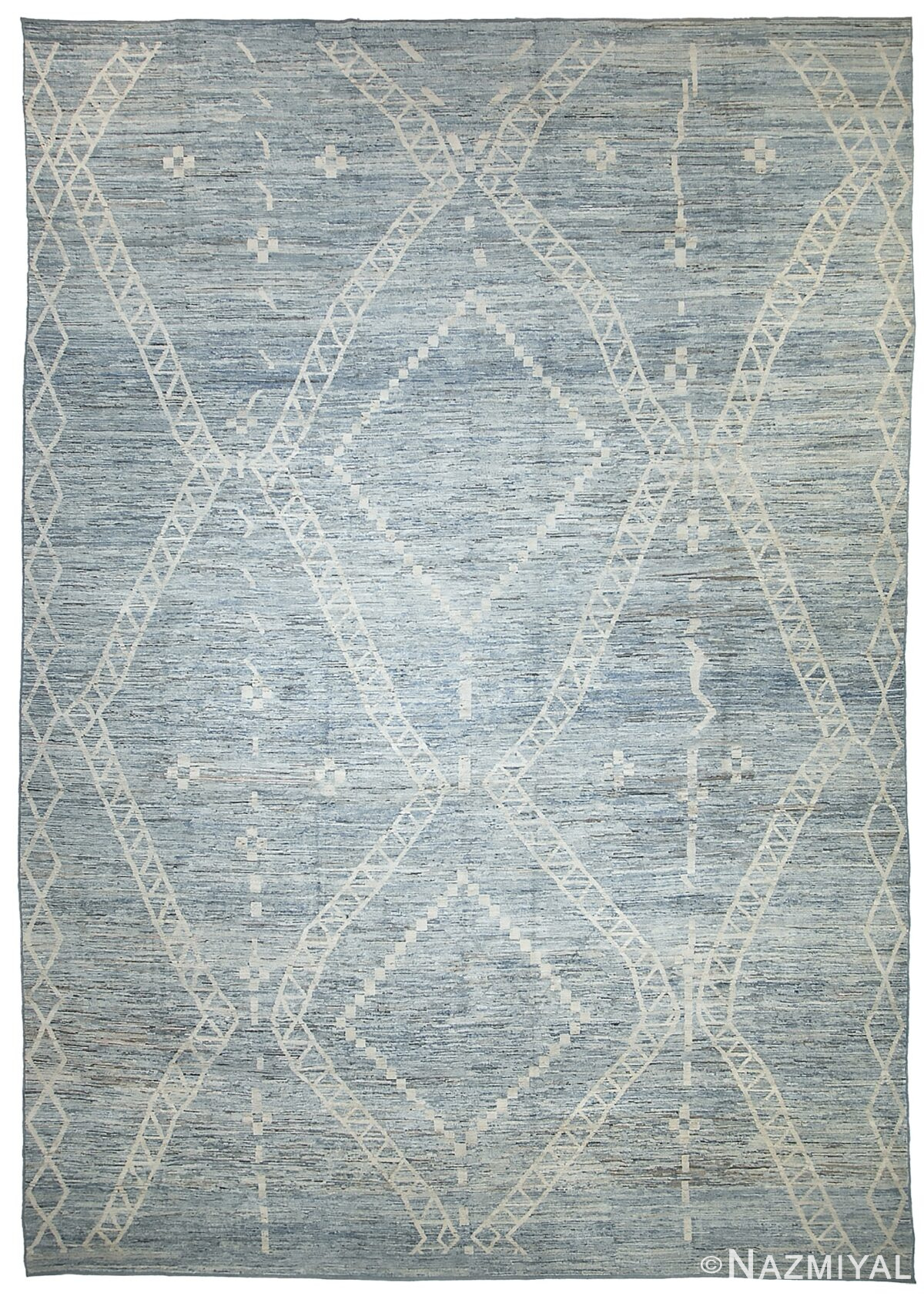 Blue Green Modern Moroccan Style Afghan Rug 60142 by Nazmiyal NYC