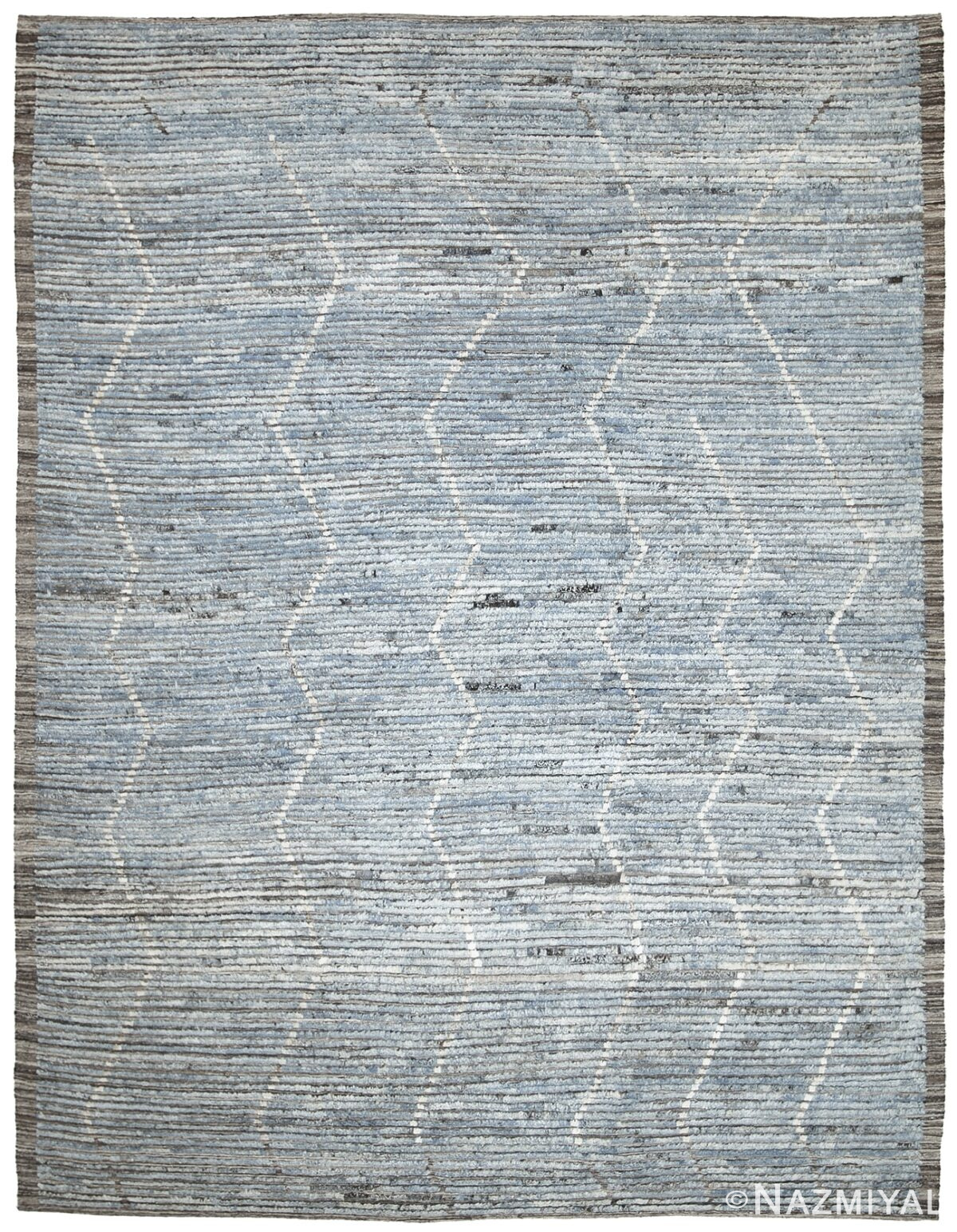 Blue Modern Moroccan Style Afghan Rug 60133 by Nazmiyal NYC