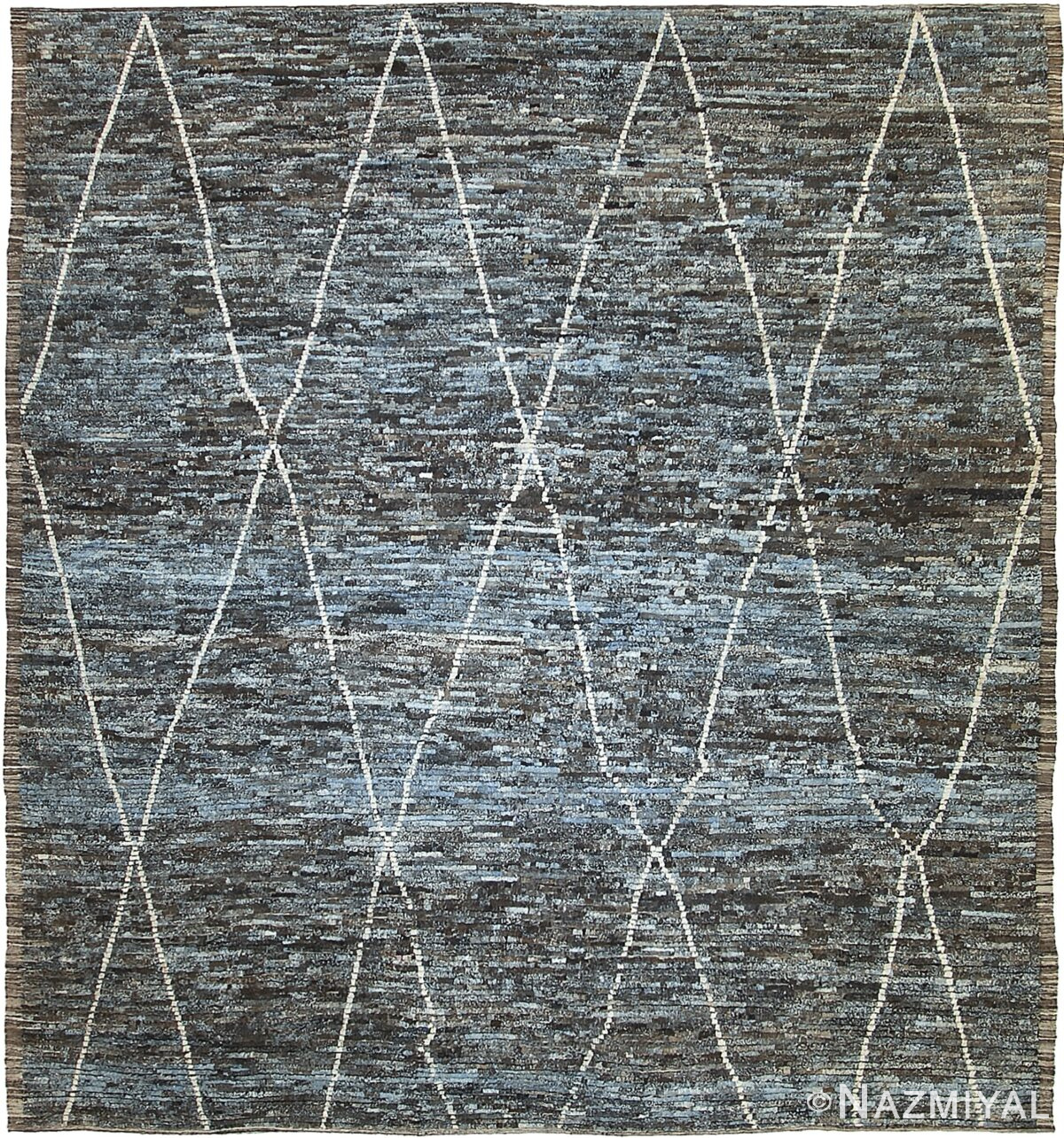 Brown and Blue Modern Moroccan Style Afghan Rug 60186 by Nazmiyal NYC