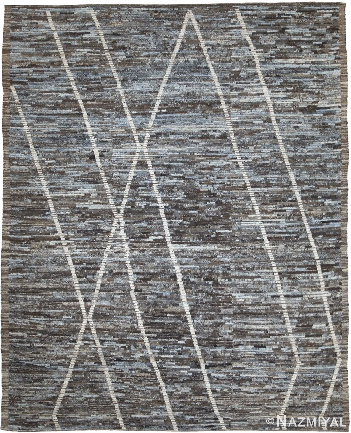 Brown and Grey Modern Moroccan Style Afghan Rug 60185 by Nazmiyal NYC