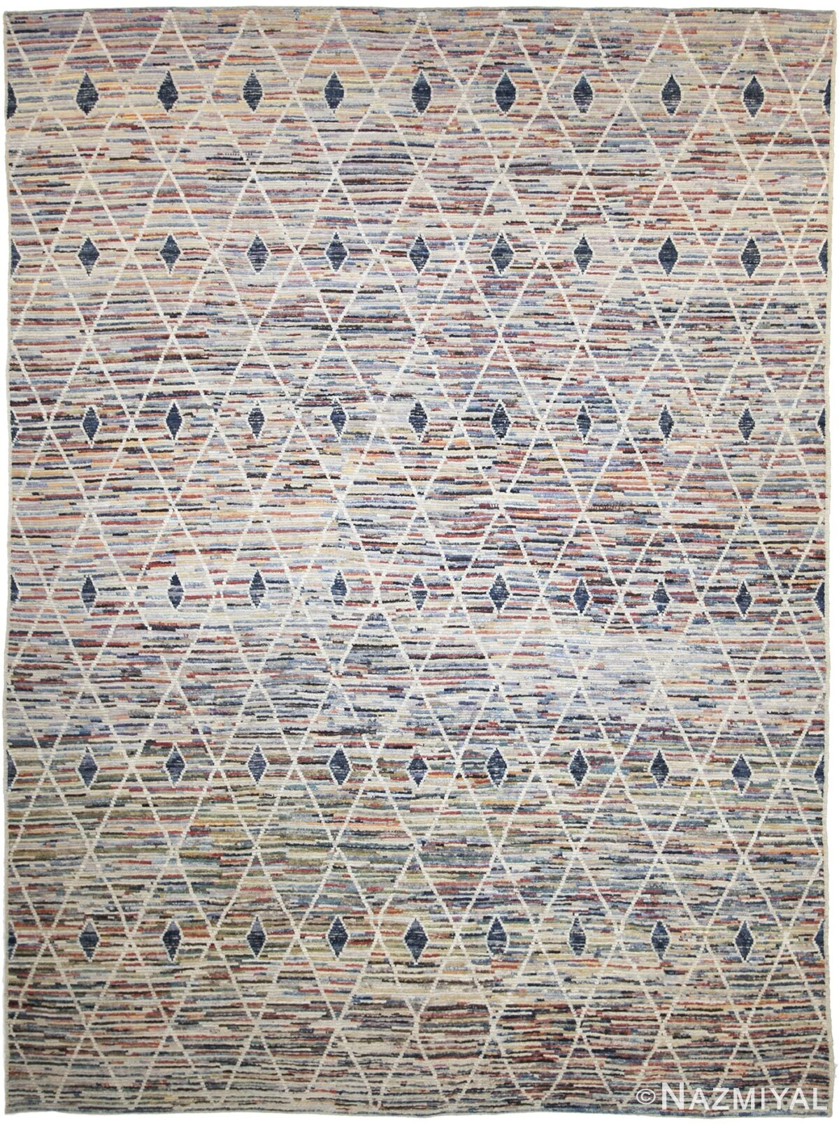 Colorful Berber Modern Moroccan Style Afghan Rug 60174 by Nazmiyal NYC