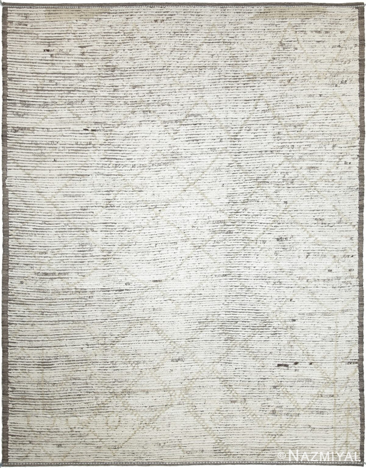 Cream Tribal Modern Moroccan Style Afghan Rug 60183 by Nazmiyal NYC