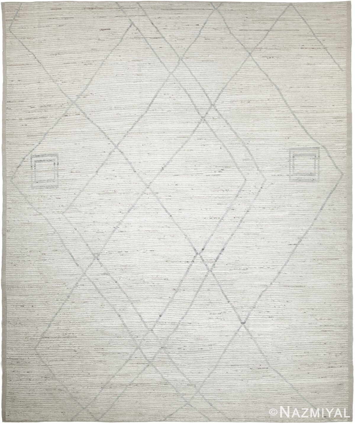 Cream Modern Moroccan Style Afghan Rug 60175 by Nazmiyal NYC