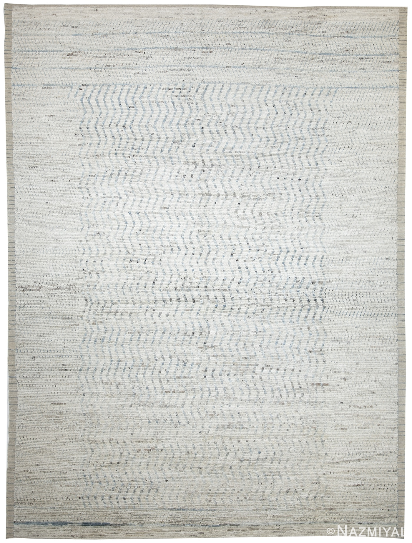 Cream Modern Moroccan Style Afghan Rug 60149 by Nazmiyal NYC