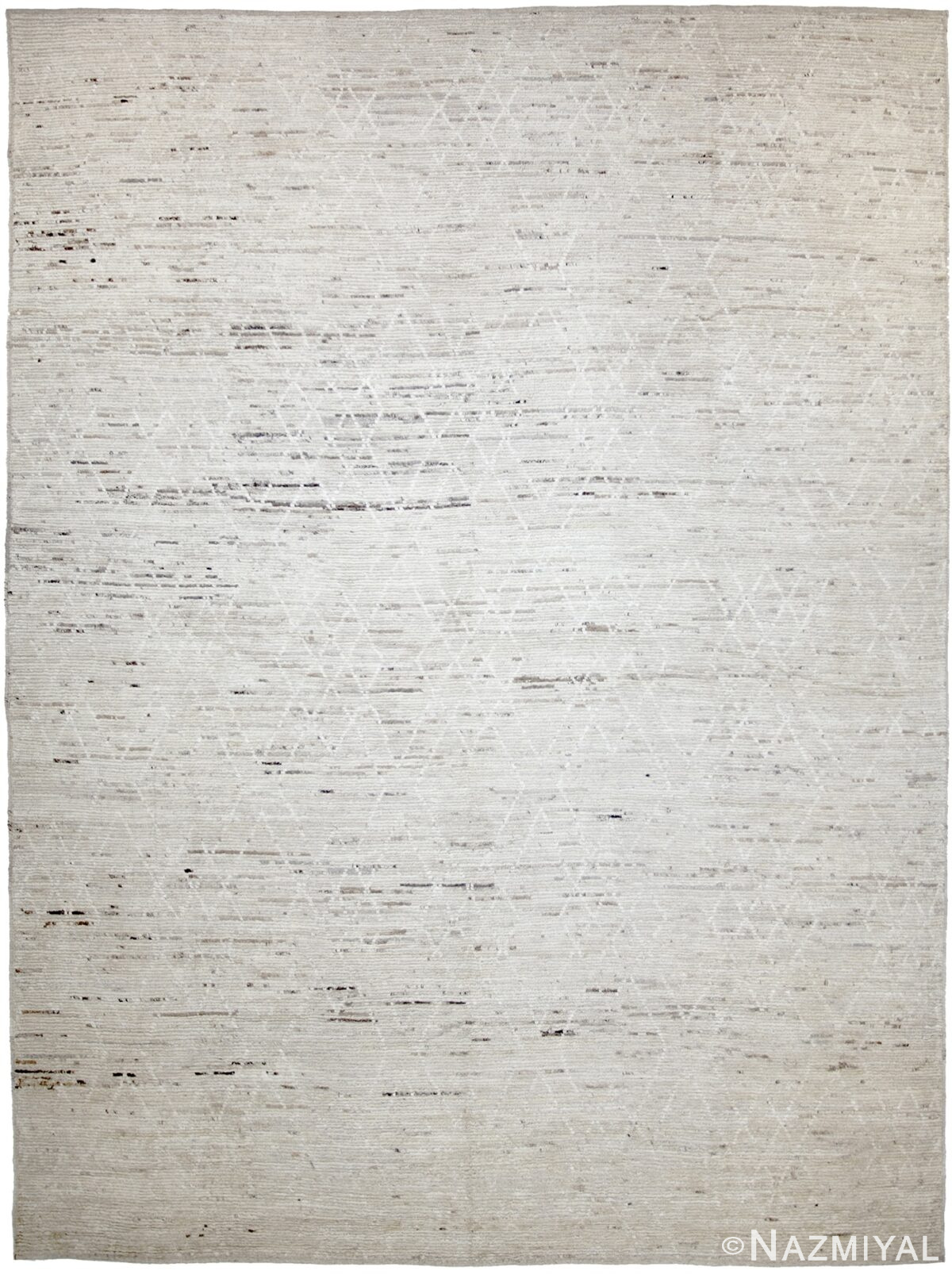 Cream Room Size Modern Moroccan Style Afghan Rug 60169 by Nazmiyal NYC