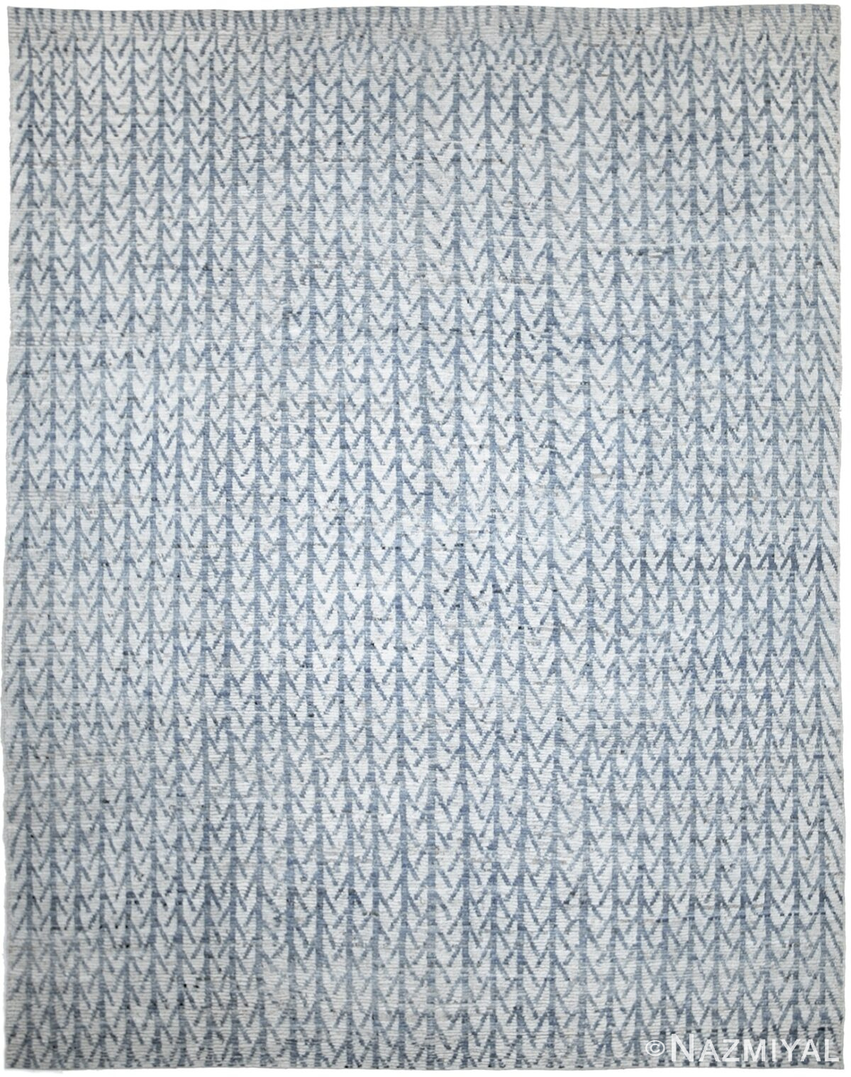 Light Blue Modern Moroccan Style Afghan Rug 60180 by Nazmiyal NYC