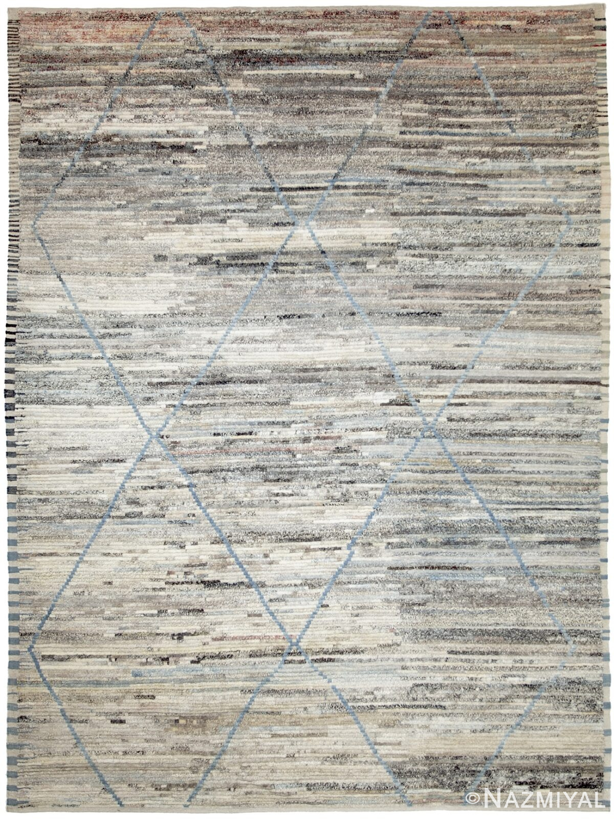 Soft Brown Tribal Modern Moroccan Style Afghan Rug 60159 by Nazmiyal NYC