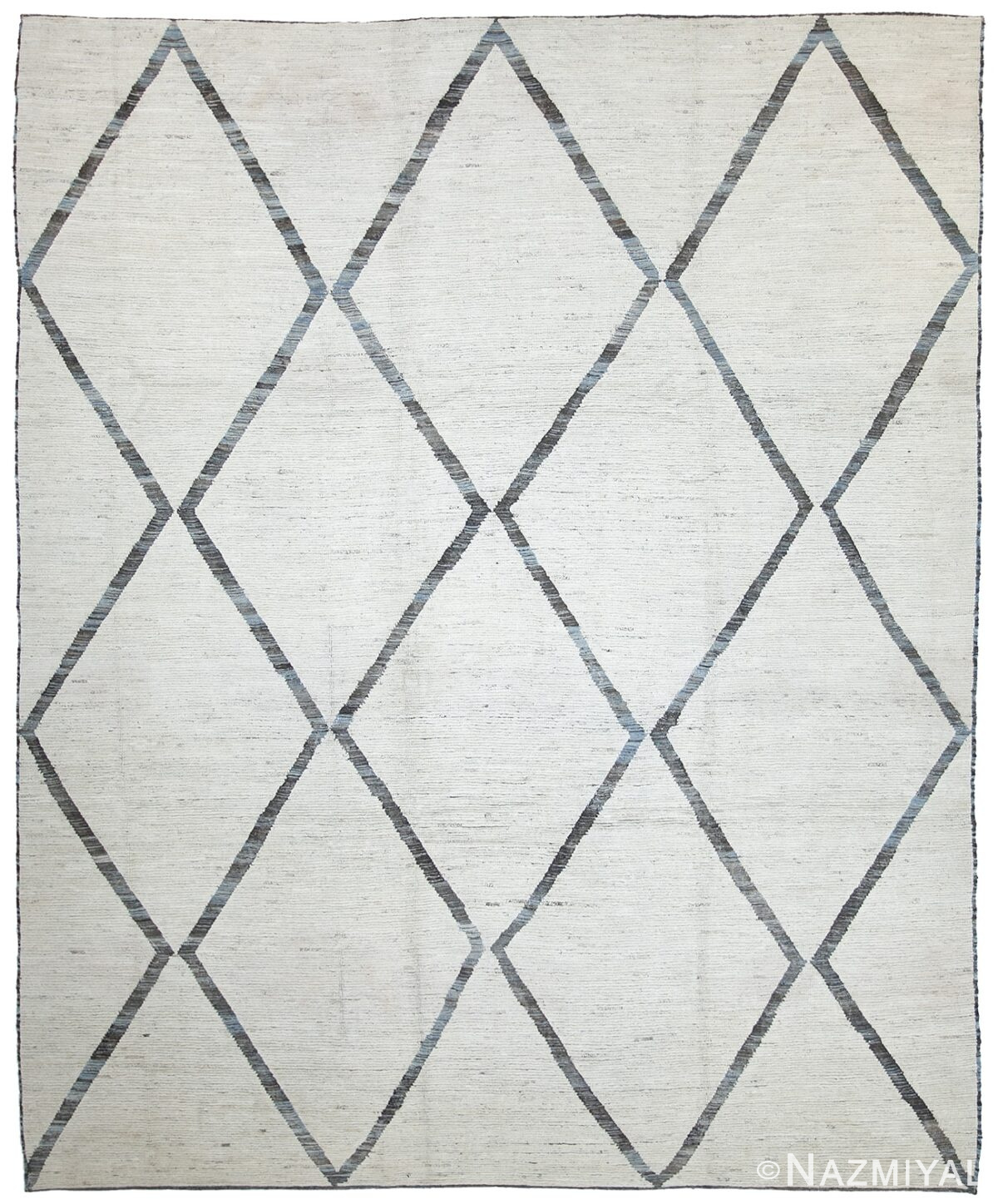 Soft Grey Modern Moroccan Style Afghan Rug 60118 by Nazmiyal NYC