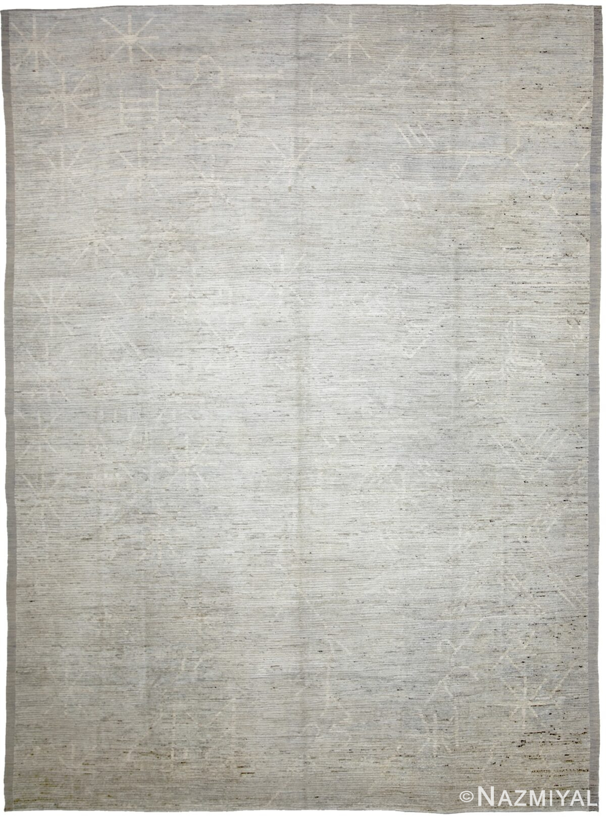 Soft Grey Modern Moroccan Style Afghan Rug 60136 by Nazmiyal NYC