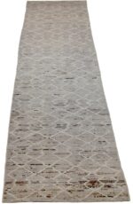 Whole View Of Beige Tribal Modern Moroccan Style Afghan Runner Rug 60165 by Nazmiyal NYC