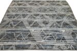 Whole View Of Blue and Grey Modern Moroccan Style Afghan Rug 60137 by Nazmiyal NYC