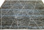Whole View Of Brown and Blue Modern Moroccan Style Afghan Rug 60186 by Nazmiyal NYC