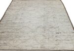 Whole View Of Cream Tribal Modern Moroccan Style Afghan Rug 60183 by Nazmiyal NYC
