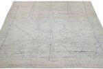 Whole View Of Cream Modern Moroccan Style Afghan Rug Whole View Of Cream Modern Moroccan Style Afghan Rug 60140 by Nazmiyal NYC