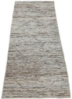 Whole View Of Cream Modern Moroccan Style Afghan Runner Rug 60145 by Nazmiyal NYC