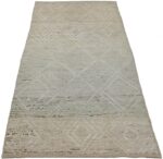Whole View Of Cream Modern Moroccan Style Afghan Runner Rug 60181 by Nazmiyal NYC
