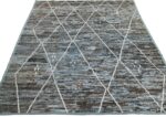 Whole View Of Geometric Blue and Brown Modern Moroccan Style Afghan Rug 60134 by Nazmiyal NYC