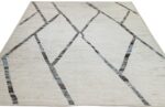 Whole View Of Geometric Ivory Modern Moroccan Style Afghan Rug 60115 by Nazmiyal NYC