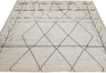 Whole View Of Ivory Tribal Modern Moroccan Style Afghan Rug 60160 by Nazmiyal NYC