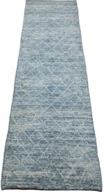 Whole View Of Light Blue Modern Moroccan Style Afghan Runner Rug 60146 by Nazmiyal NYC
