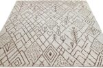 Whole View Of Light Cream Modern Moroccan Style Afghan 60126 by Nazmiyal NYC