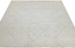 Whole View Of Soft Cream Modern Moroccan Style Afghan Rug 60116 by Nazmiyal NYC