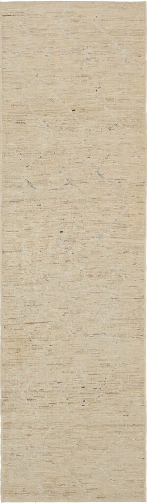Beige Modern Moroccan Style Runner Rug 60328 by Nazmiyal NYC