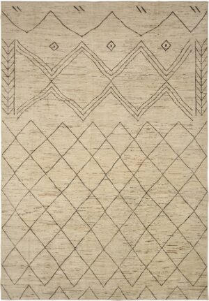 Berber Design Ivory Modern Moroccan Style Rug 60341 by Nazmiyal NYC