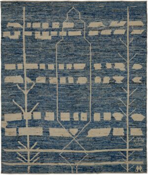 Blue Berber Design Modern Moroccan Style Rug 60340 by Nazmiyal NYC