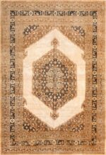 Bronze Medallion Antique Persian Tabriz Rug 50474 by Nazmiyal NYC