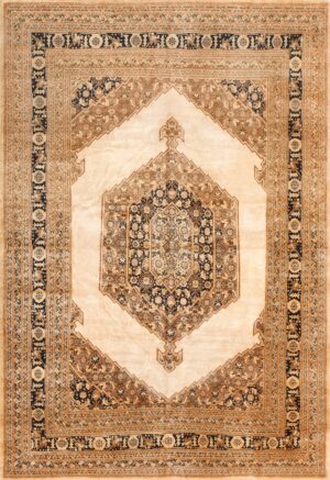 Bronze Medallion Antique Persian Tabriz Rug 50474 by Nazmiyal NYC