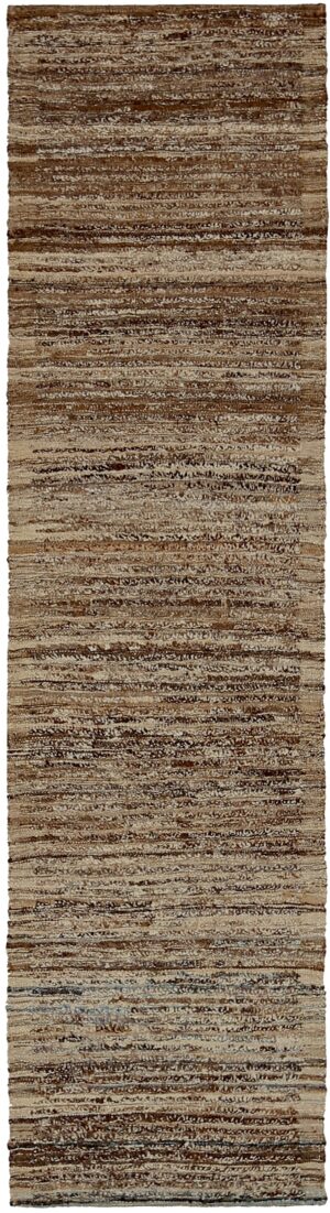 Brown and Beige Modern Moroccan Style Runner Rug 60348 by Nazmiyal NYC