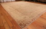 Corner View Of Gray Background Antique Indian Agra rug 49084 by Nazmiyal NYC