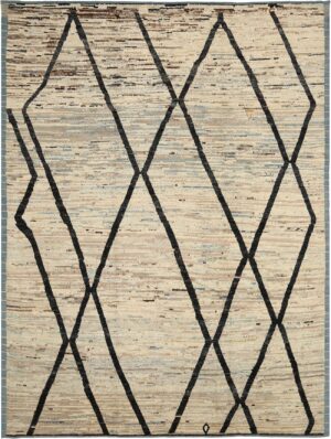 Berber Design Beige Modern Moroccan Style Rug 60332 by Nazmiyal NYC