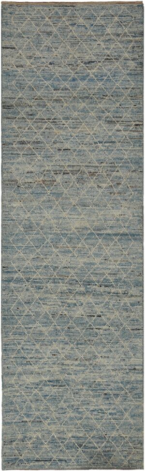 Geometric Blue Modern Moroccan Style Runner Rug 60330 by Nazmiyal NYC