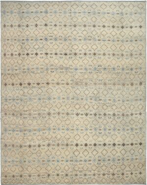 Oversized Cream Modern Moroccan Style Rug 60336 by Nazmiyal NYC