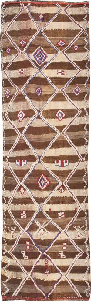 Tribal Vintage Moroccan Kilim Runner Rug #45683 by Nazmiyal Antique Rugs
