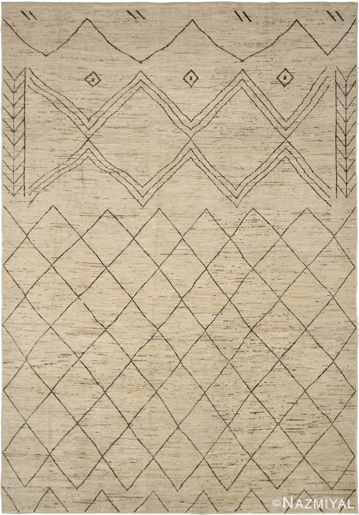 Berber Design Ivory Modern Moroccan Style Rug 60341 by Nazmiyal NYC