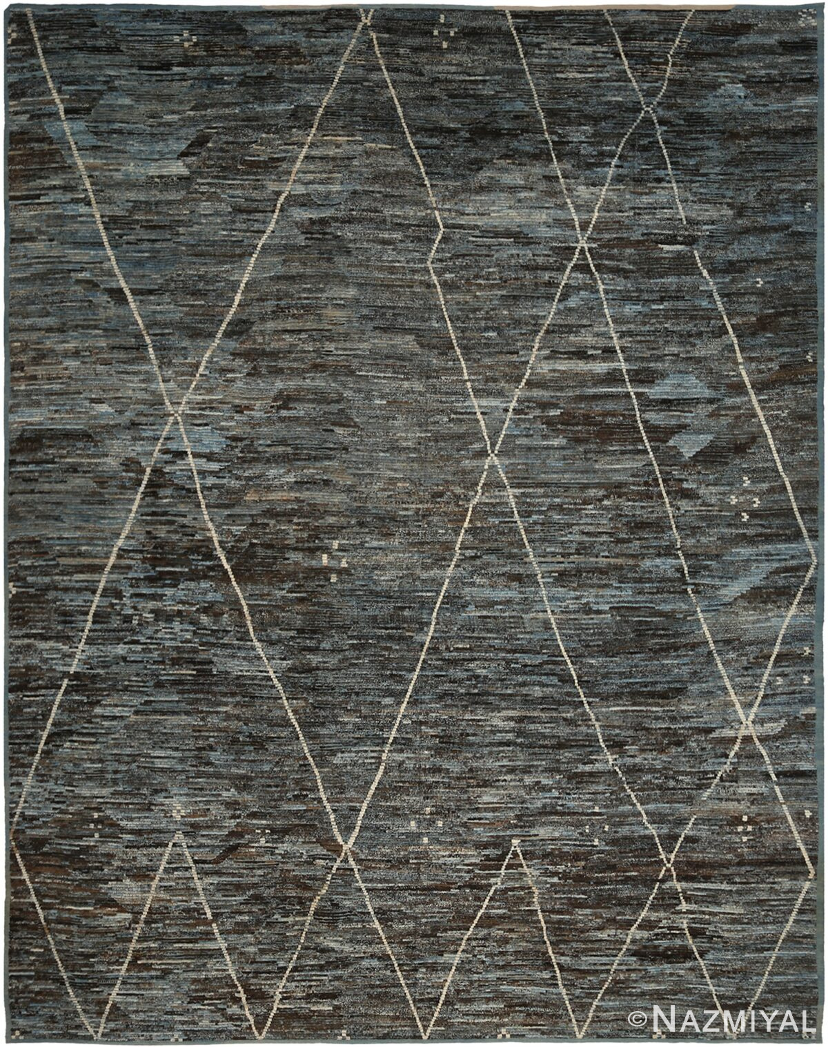 Large Blue Grey Modern Moroccan Style Rug 60335 by Nazmiyal NYC