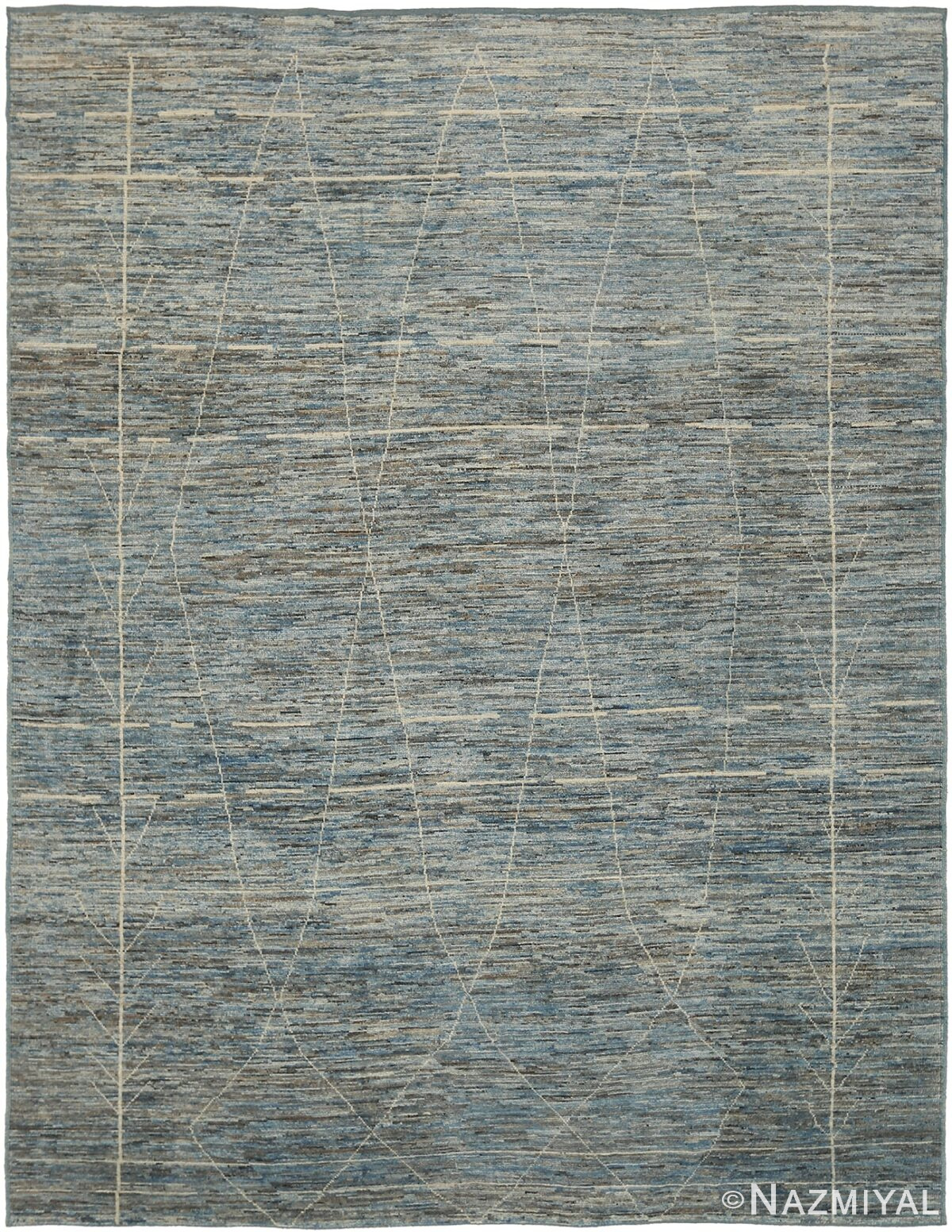Blue Modern Moroccan Style Rug 60324 by Nazmiyal NYC