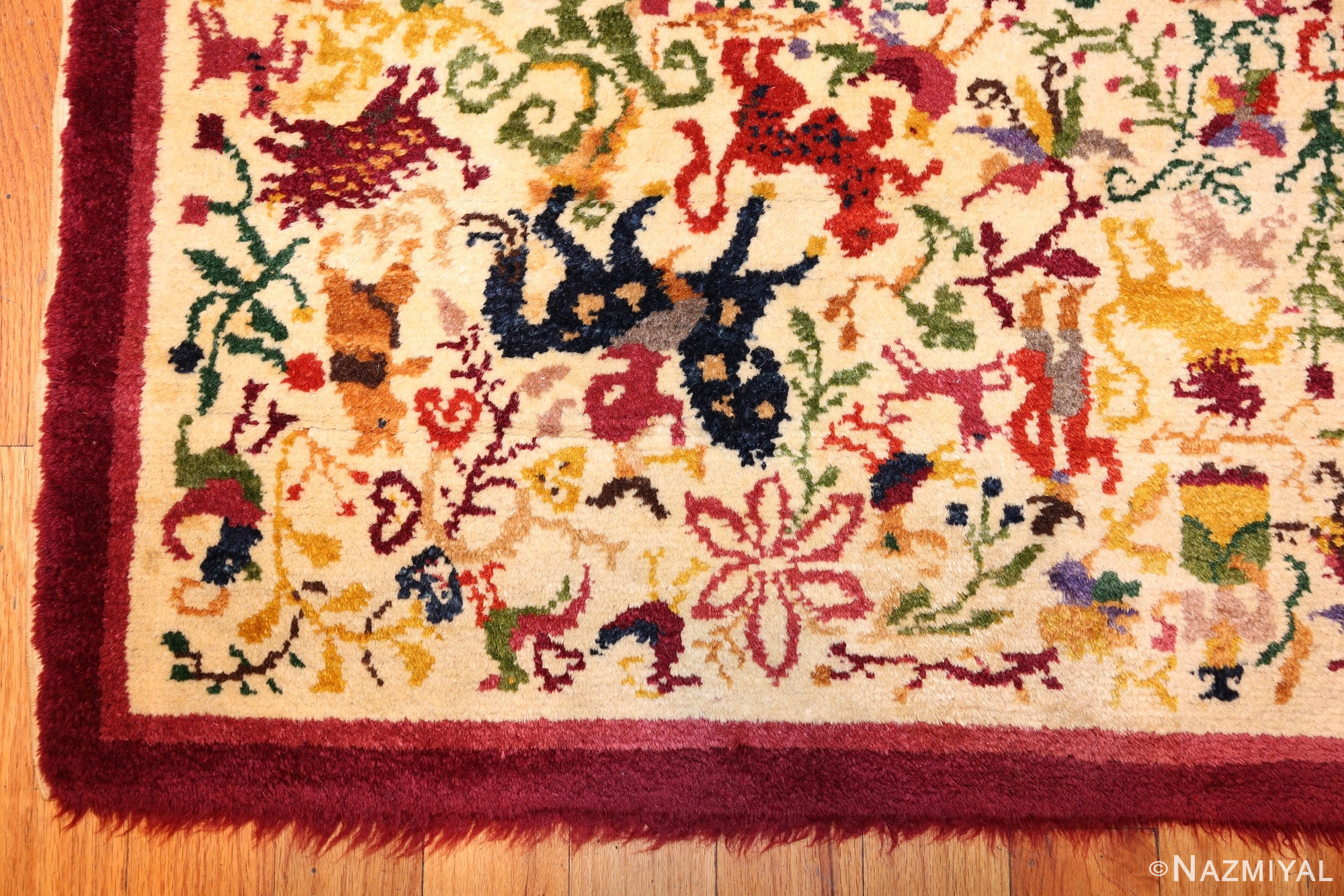 Corner Of Vintage Ecuadorian Animal Carpet 50039 by Nazmiyal NYC