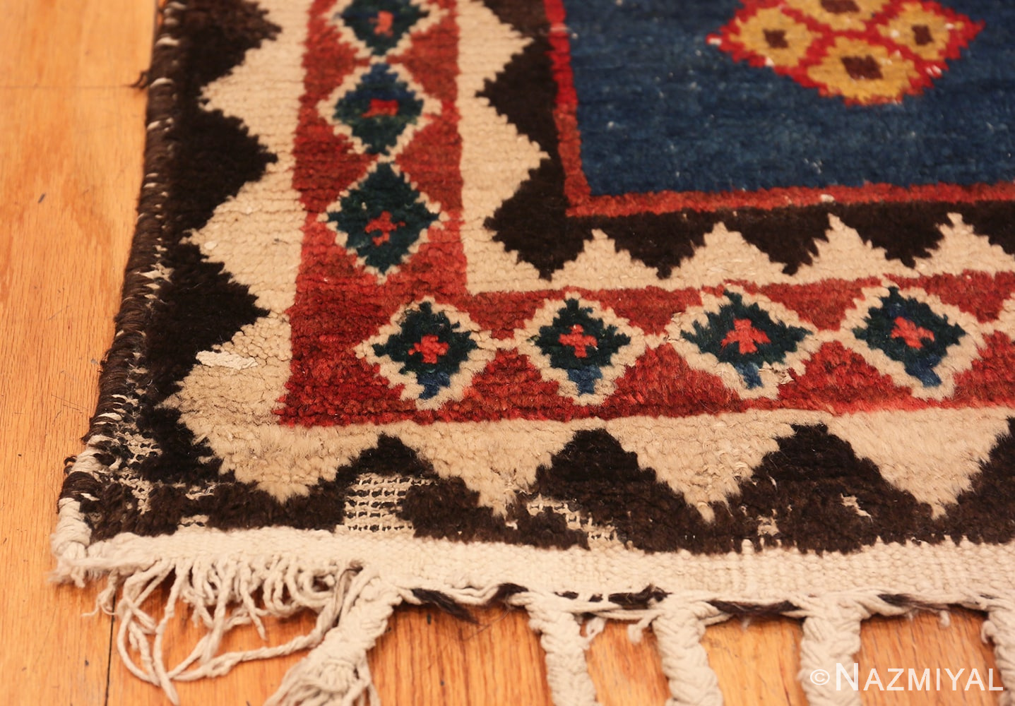Corner Of Vintage Tribal Shabby Chic Persian Gabbe Rug 48971 by Nazmiyal NYC