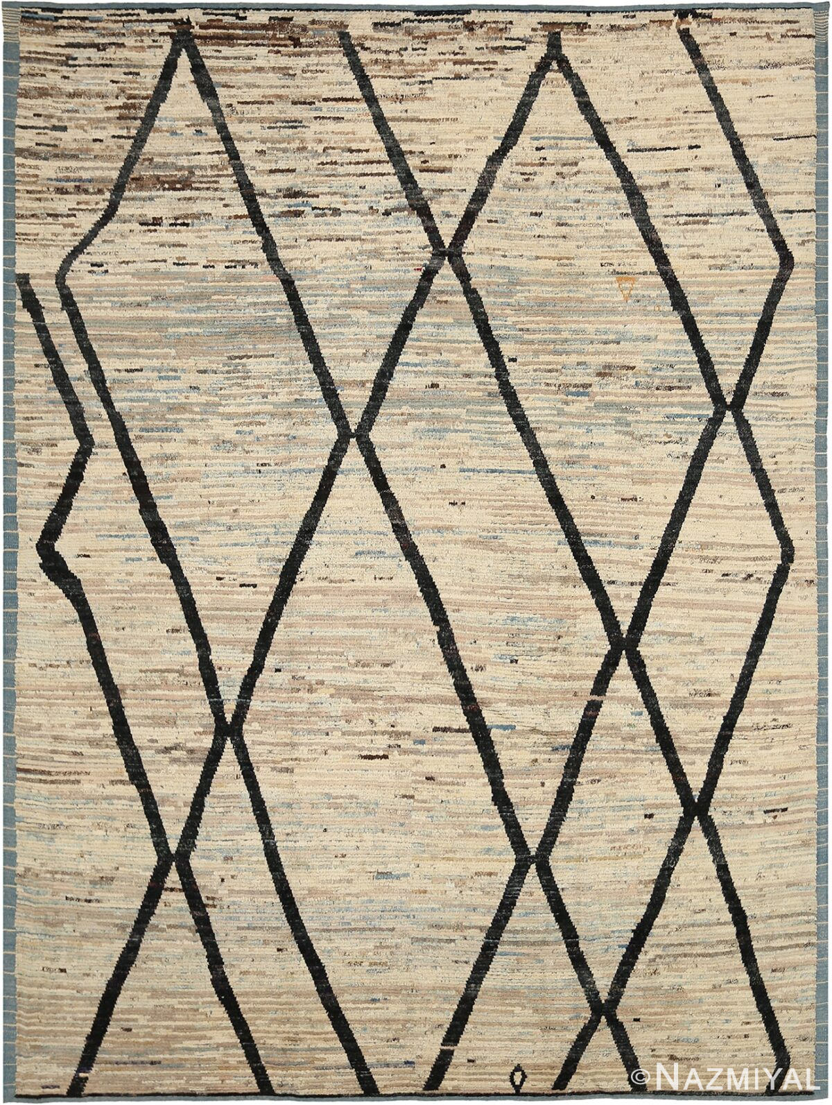Berber Design Beige Modern Moroccan Style Rug 60332 by Nazmiyal NYC