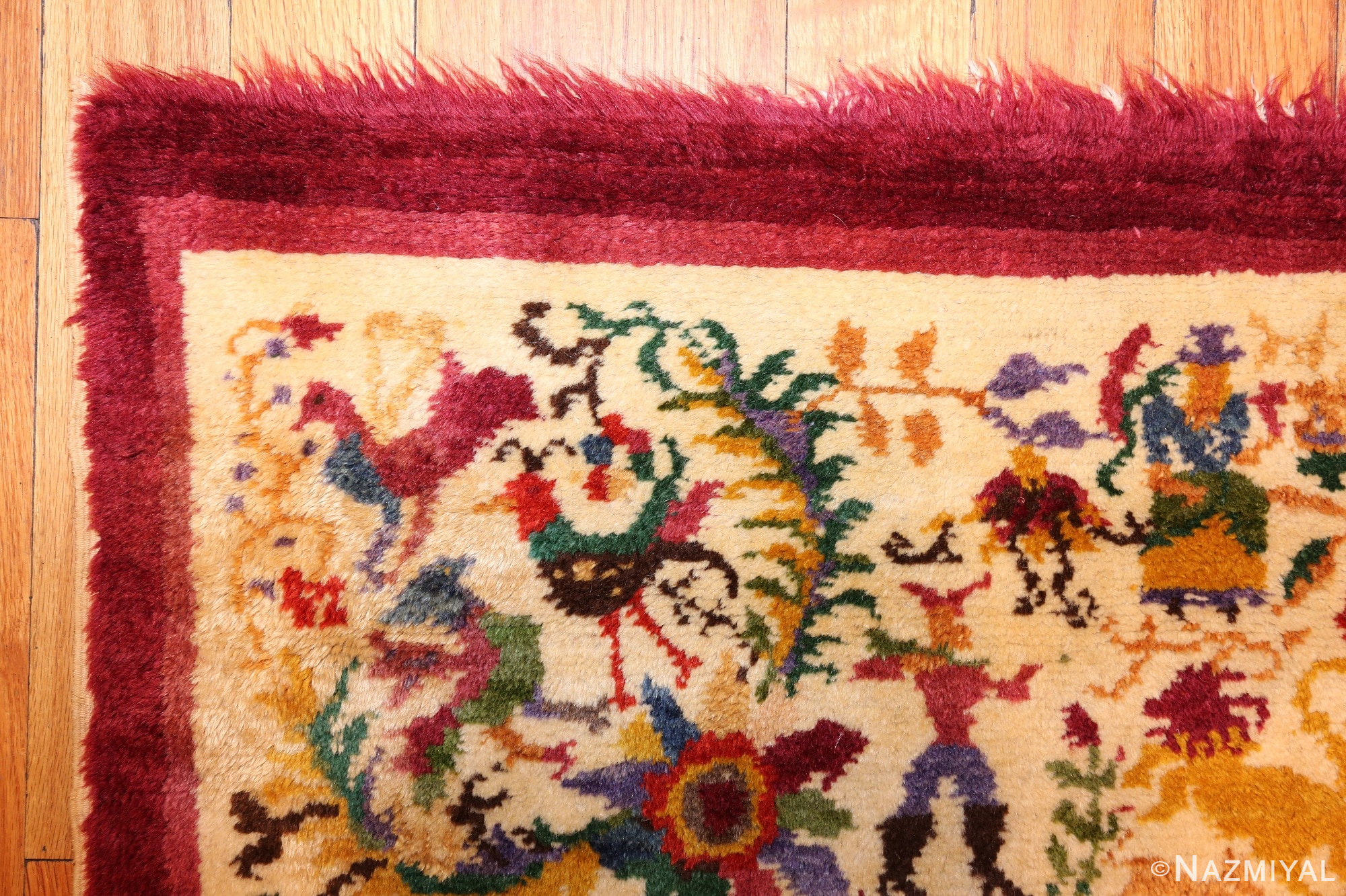 Top Corner Of Vintage Ecuadorian Animal Carpet 50039 by Nazmiyal NYC