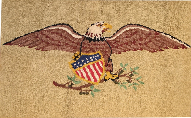 Antique Hooked American Eagle Rug 41024 Nazmiyal Antique Rugs