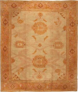 Soft Large Scale Antique Turkish Oushak Rug #2708 by Nazmiyal Antique Rugs
