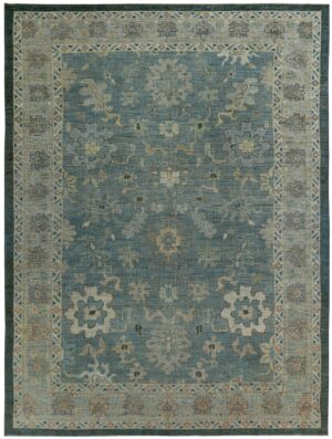 Blue Modern Turkish Oushak Rug 60384 by Nazmiyal NYC