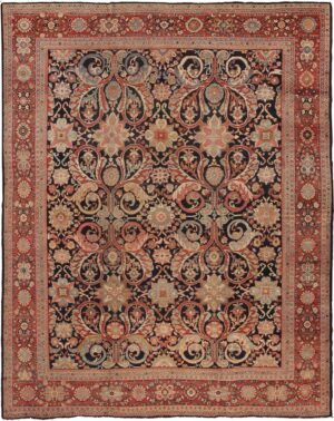 Blue Room Size Antique Persian Sultanabad Rug #7997 by Nazmiyal Antique Rugs