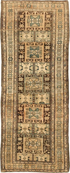 Brown Earth Tone Tribal Antique Persian Malayer Runner Rug #43059 by Nazmiyal Antique Rugs