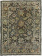 Brown Green Modern Turkish Oushak Rug 60387 by Nazmiyal NYC